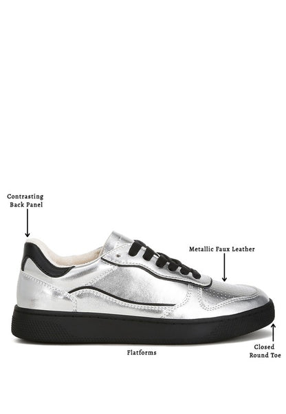 Kyniska Metallic Faux Leather Everyday Sneakers - Tigbul's Variety Fashion Shop