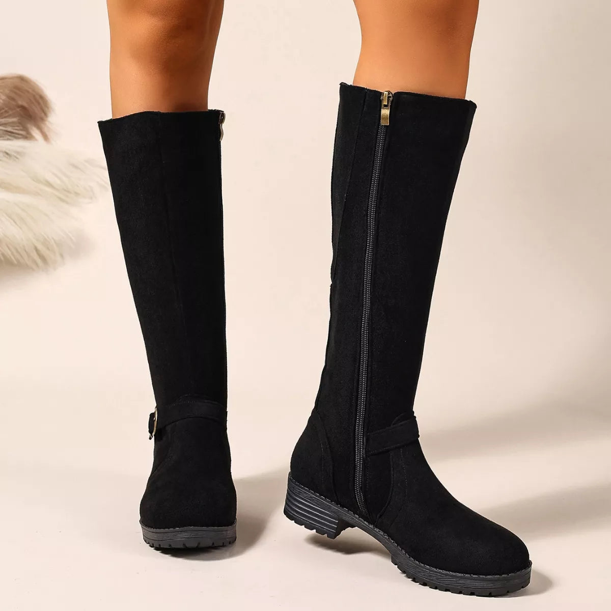 Round Toe Block Heels Boots - Tigbul's Variety Fashion Shop