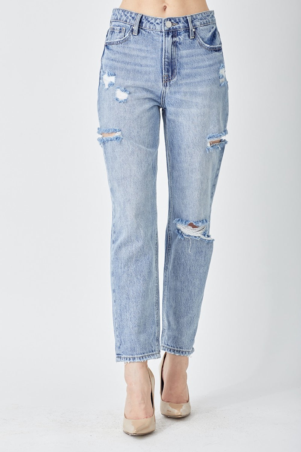 RISEN Distressed Slim Cropped Jeans - Tigbul's Variety Fashion Shop