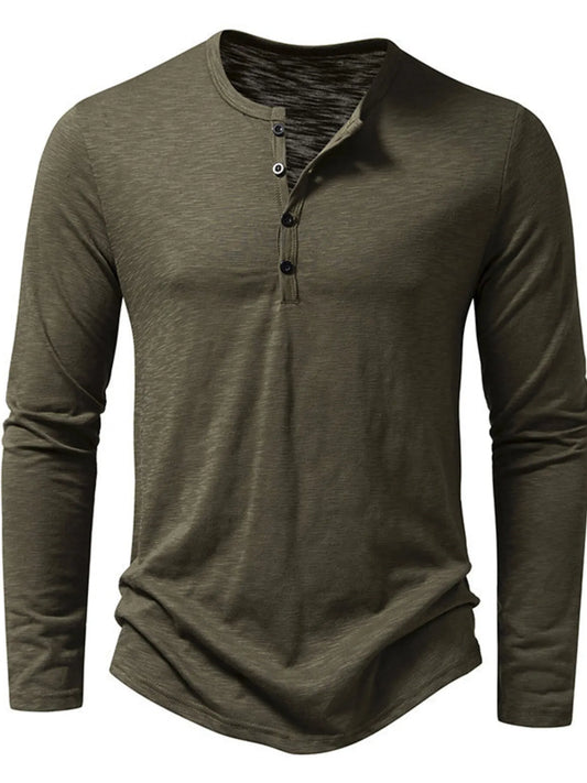 Men's Button Detail Long Sleeve T-Shirt - Tigbul's Variety Fashion Shop