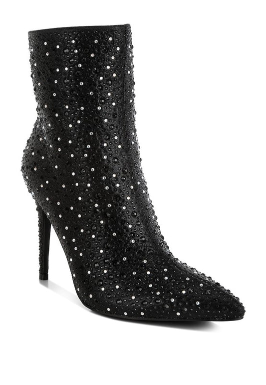 Lobelia Rhinestones Embellished Stiletto Boots - Tigbul's Variety Fashion Shop