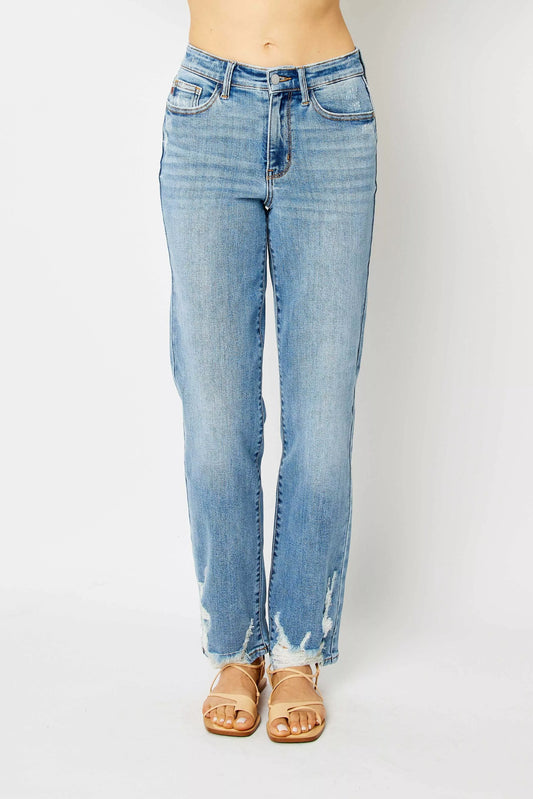 Judy Blue Full Size High Waist Straight Jeans with Heavy Destroy Plus Size - Tigbul's Variety Fashion Shop