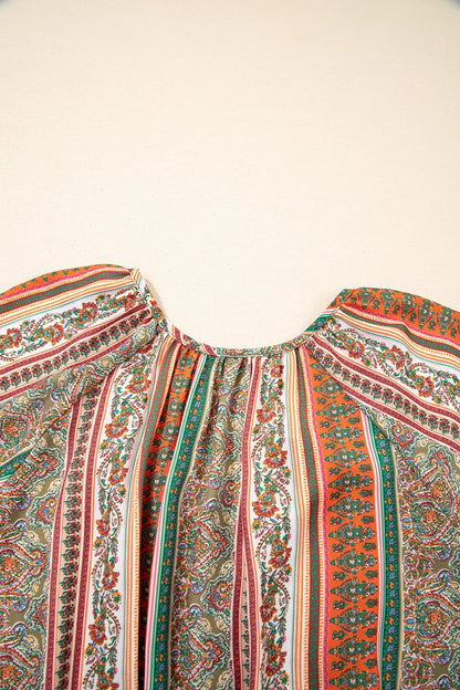 Bohemian Floral Print Buttoned V Neck Ruffle Tiered Dress - Tigbul's Variety Fashion Shop