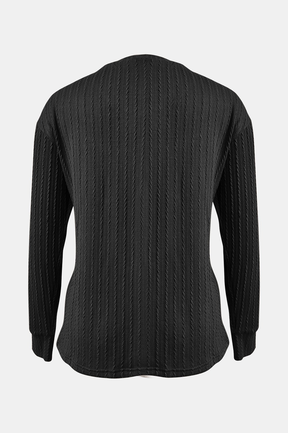 Textured V-Neck Long Sleeve T-Shirt - Tigbul's Variety Fashion Shop