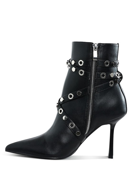 Jaunts Eyelets & Studs Harness Ankle Boots - Tigbul's Variety Fashion Shop