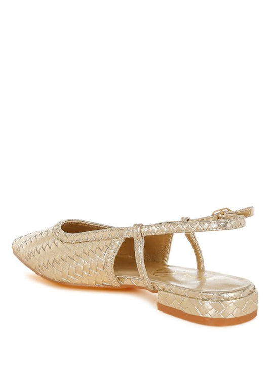 Kurina Metallic Woven Slingback Sandals - Tigbul's Variety Fashion Shop