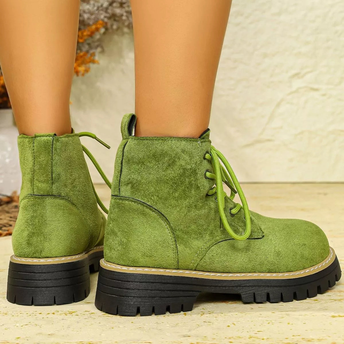 Round Toe Lace Up Boots - Tigbul's Variety Fashion Shop