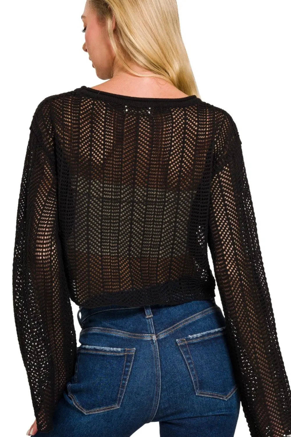 Zenana Open Knit Cropped Sweater - Tigbul's Variety Fashion Shop