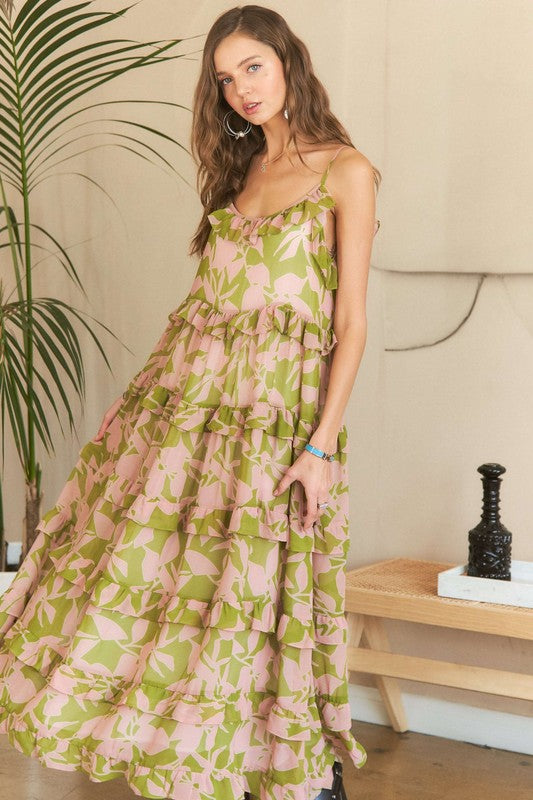 Ruffled Tiered Scoop Neck Cami Dress - Tigbul's Variety Fashion Shop