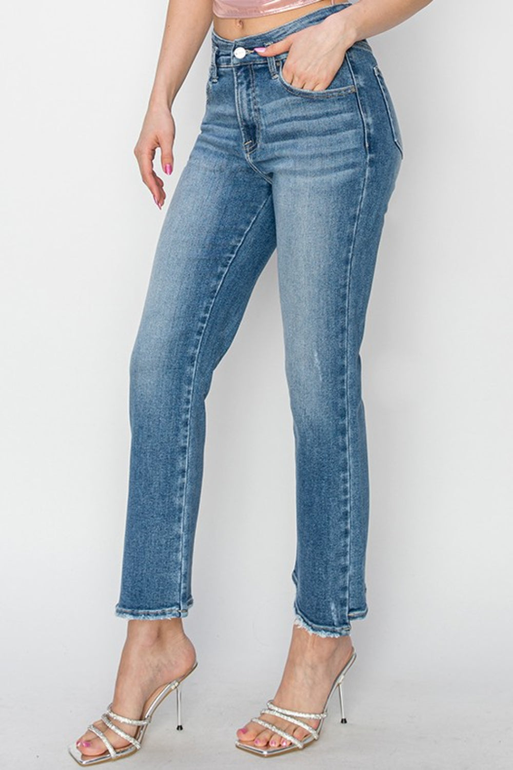 RISEN High Rise Slim Straight Jeans - Tigbul's Variety Fashion Shop