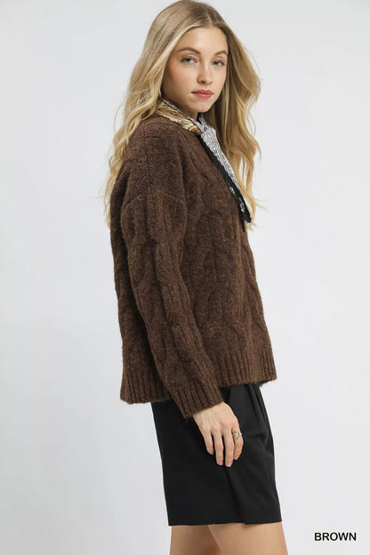 Umgee Cable Knit Cozy Sweater - Tigbul's Variety Fashion Shop