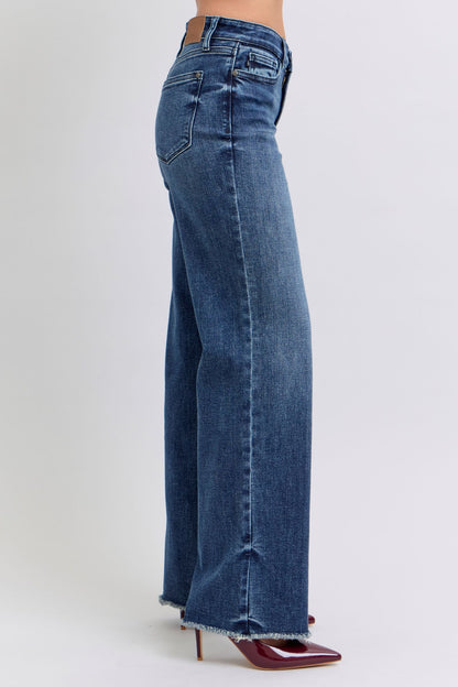 Judy Blue Full Size Raw Hem Mid Rise Jeans - Tigbul's Variety Fashion Shop