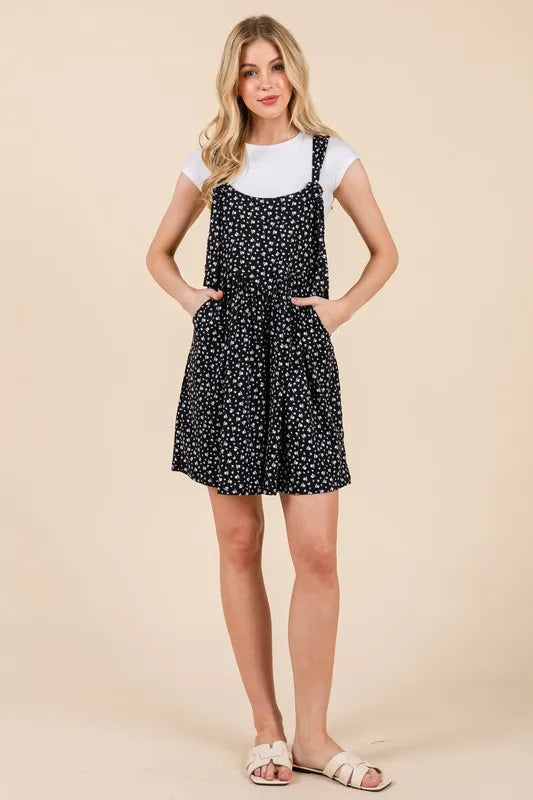 Black Floral Print Overalls with Pockets - Tigbul's Variety Fashion Shop
