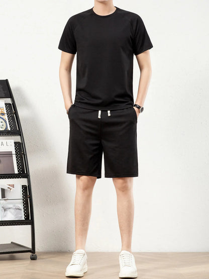 Men's Plus Size Short Sleeve Top and Shorts Set - Tigbul's Variety Fashion Shop