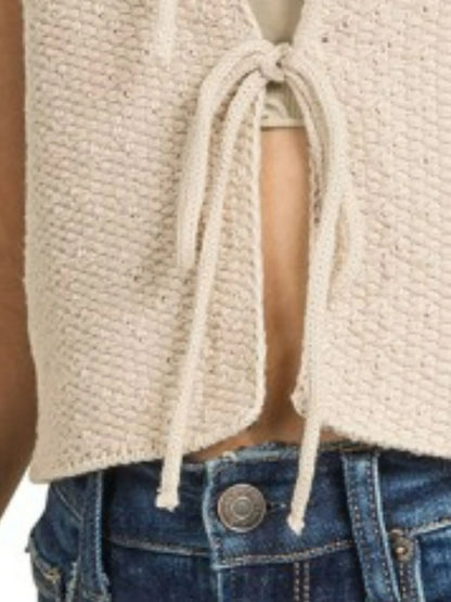 Zenana Tie Front Cropped Sweater Vest - Tigbul's Variety Fashion Shop