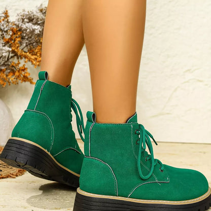 Round Toe Lace Up Boots - Tigbul's Variety Fashion Shop