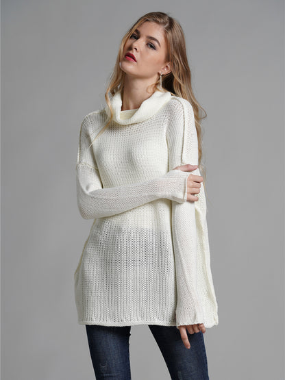 Turtleneck Dropped Shoulder Long Sleeve Sweater - Tigbul's Variety Fashion Shop