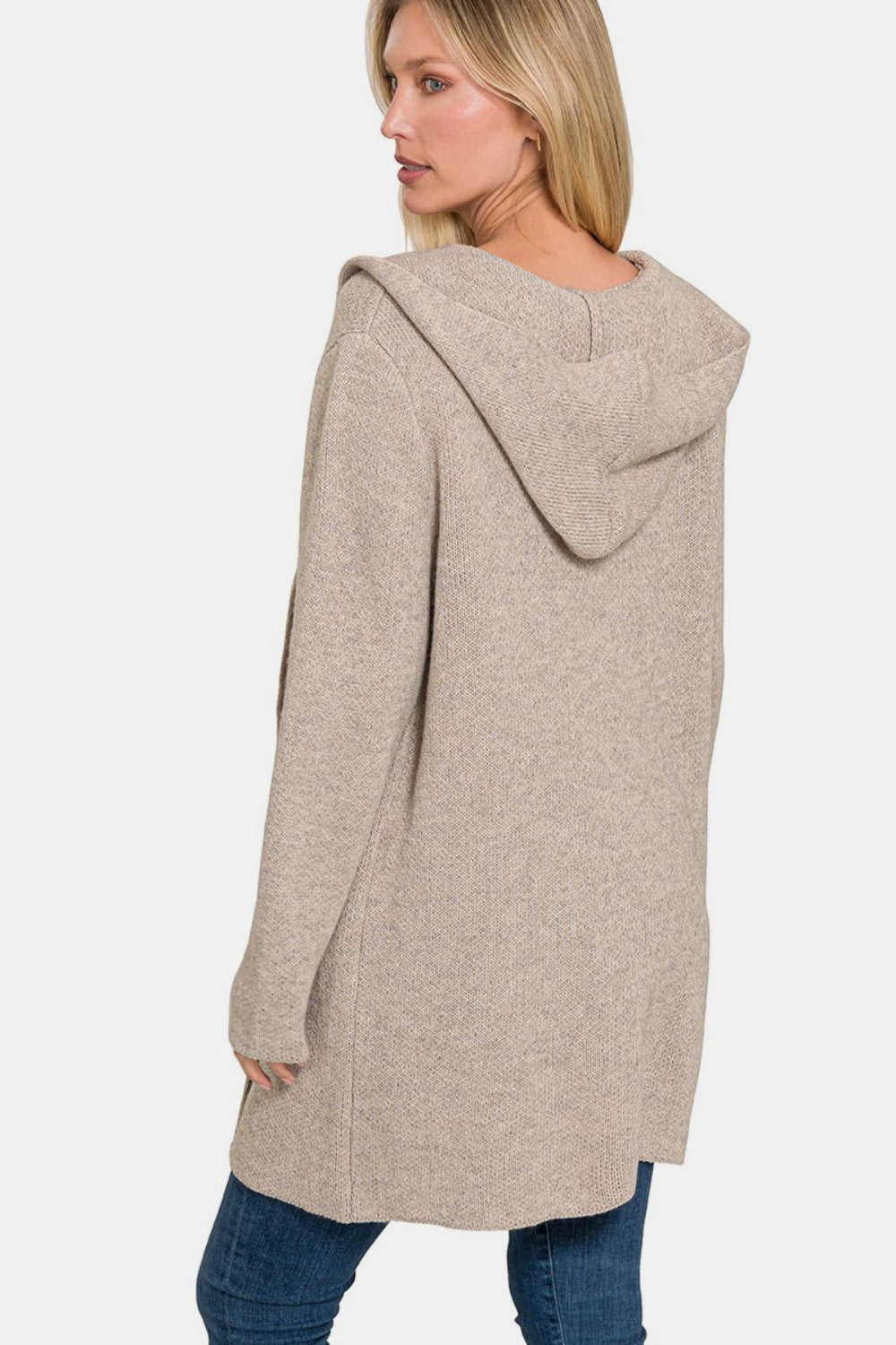 Zenana Hooded Open Front Sweater Cardigan - Tigbul's Variety Fashion Shop