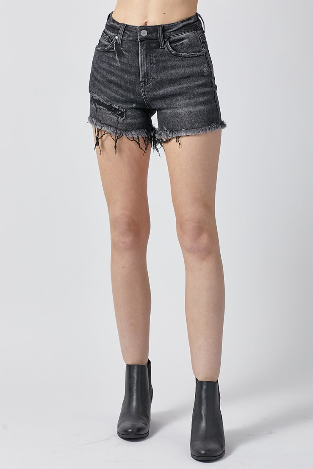 RISEN Raw Hem Denim Shorts with Pockets - Tigbul's Variety Fashion Shop