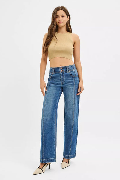 RISEN Mid Rise Fit Wide Baggy Jeans - Tigbul's Variety Fashion Shop