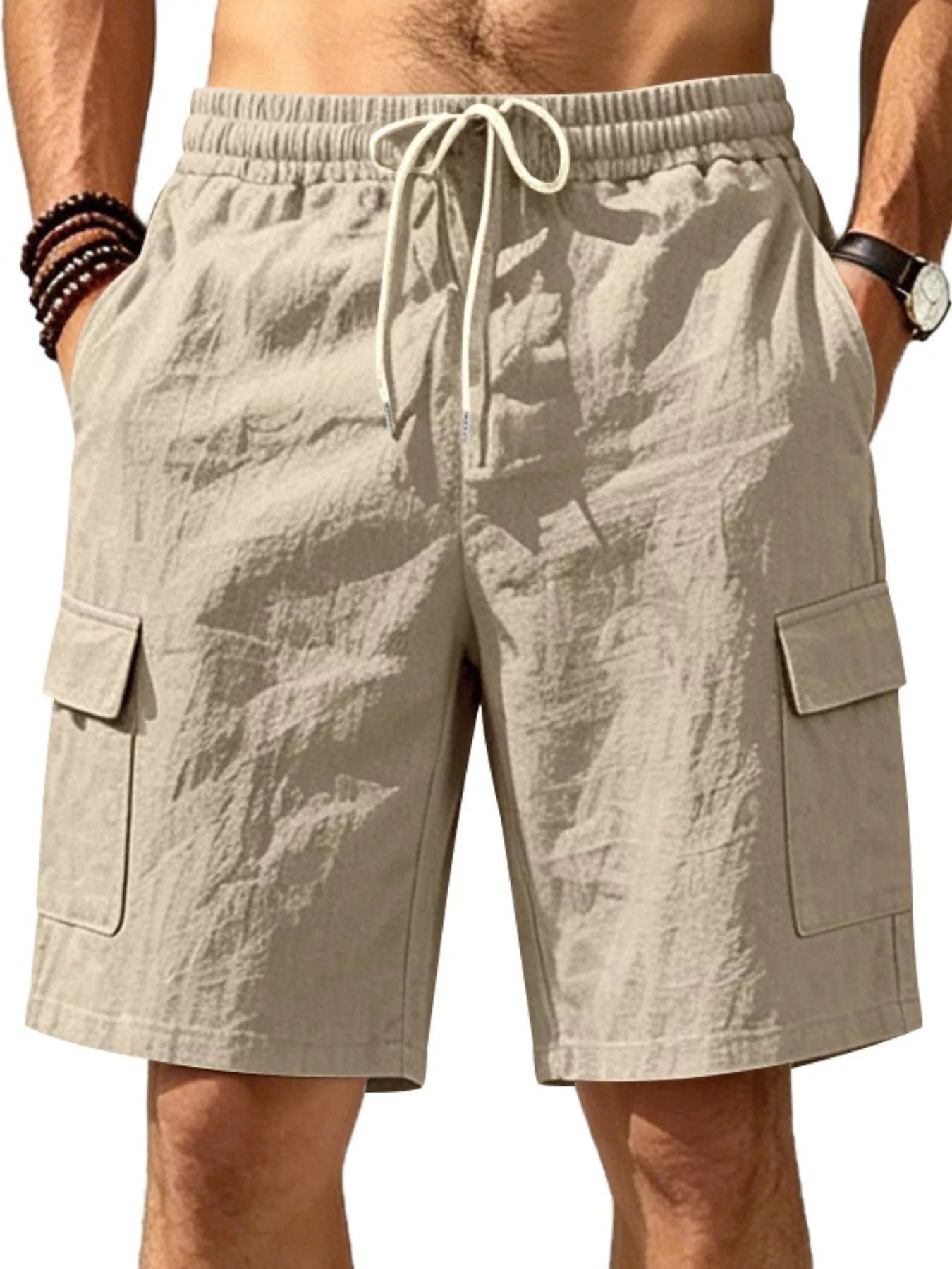 Men's Plus Size Casual Cargo Shorts with Drawstring Waist - Tigbul's Variety Fashion Shop