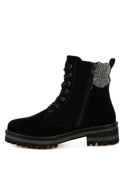 Mahisha Knitted Collar Zip-Up Hiker Boots - Tigbul's Variety Fashion Shop