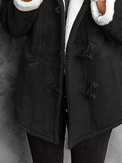 Full Size Cozy Sherpa Lined Toggle Coat with Hood Plus Size - Tigbul's Variety Fashion Shop