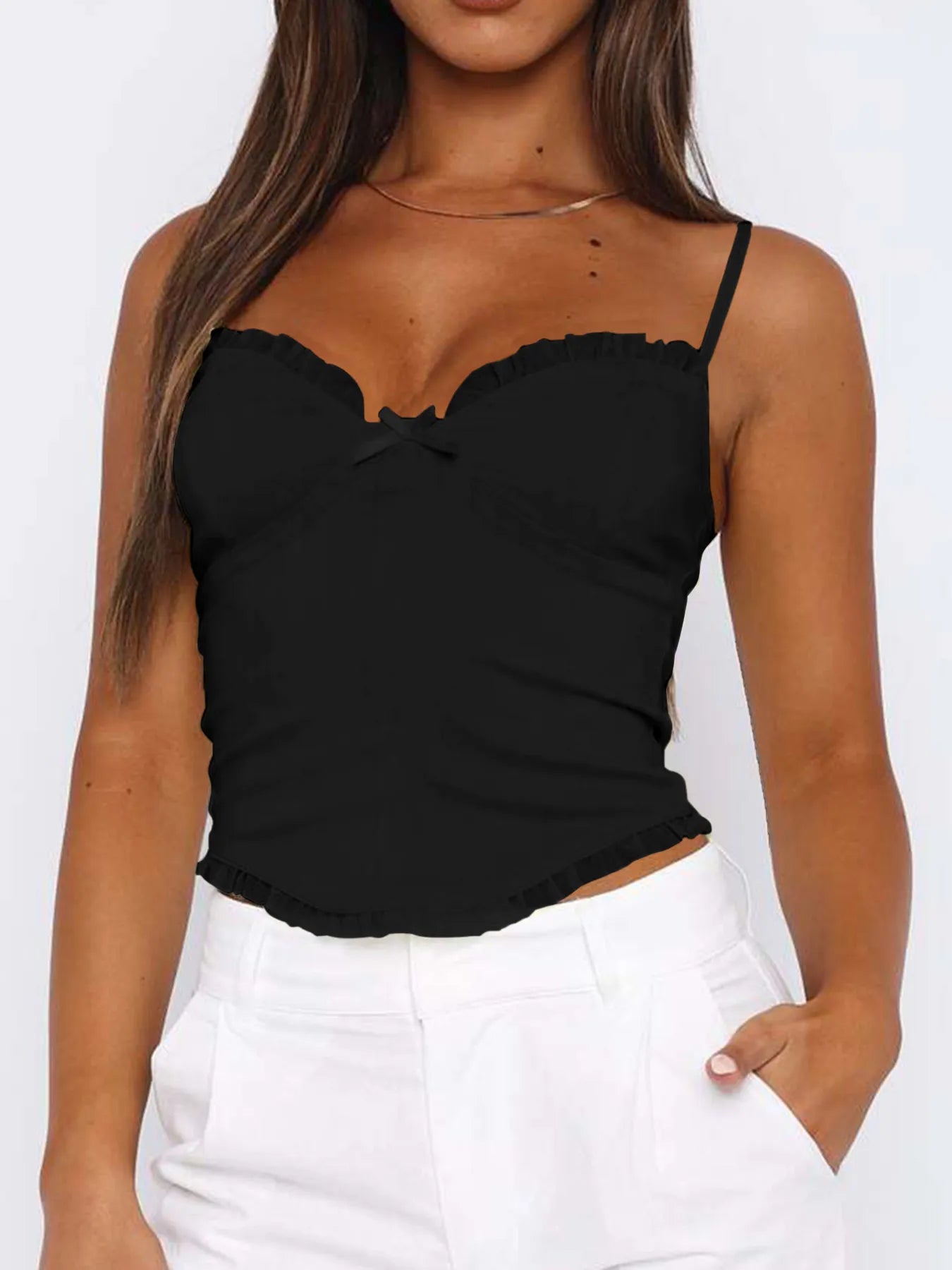 Lace Trim Sweetheart Neck Cami Top - Tigbul's Variety Fashion Shop