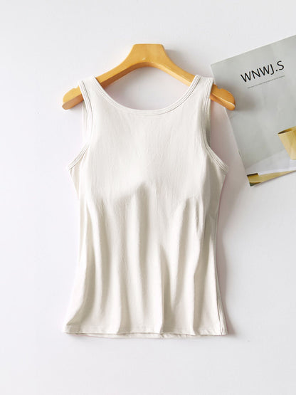 Round Neck Tank with Bra - Tigbul's Variety Fashion Shop