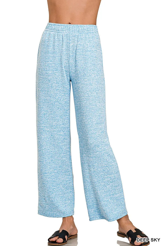 Zenana Soft Melange Hacci Elastic Waistband Lounge Pants - Tigbul's Variety Fashion Shop
