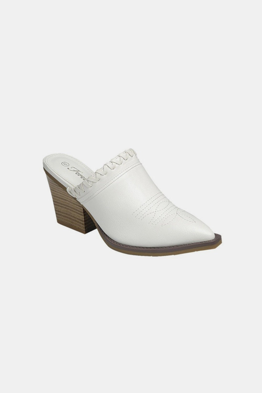 White  Point Toe Slip On Chunky Mule Shoes | Tigbuls Variety