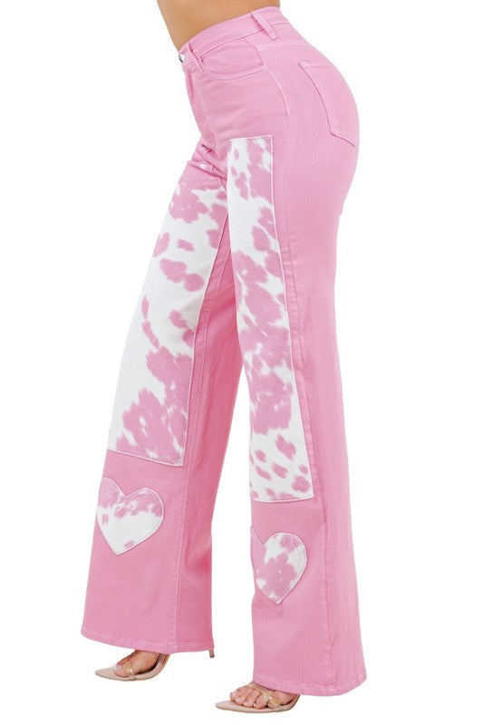 Rodeo Wide Leg Jean in Pink - Tigbul's Variety Fashion Shop