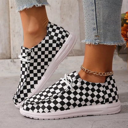Checkerboard Pattern Casual Sneakers - Tigbul's Variety Fashion Shop