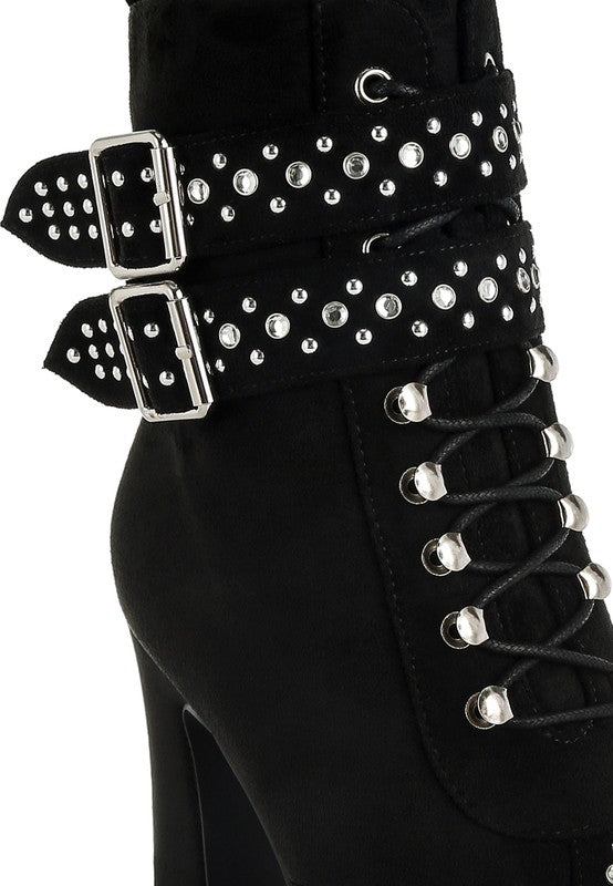 Punk Nomad Harness Detail Lace Up Boots - Tigbul's Variety Fashion Shop