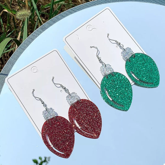 Christmas Glitter Bulb Drop Earrings - Tigbul's Variety Fashion Shop