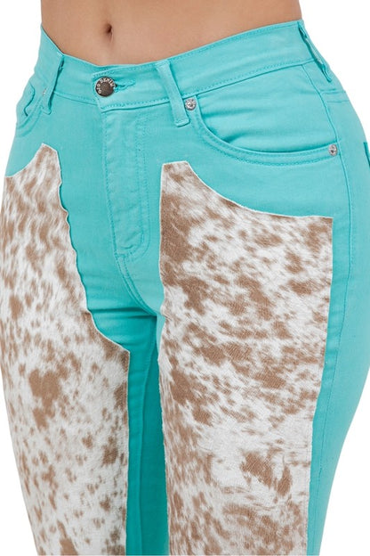Rodeo Bell Bottom Turquoise/Brown- Inseam 34 - Tigbul's Variety Fashion Shop