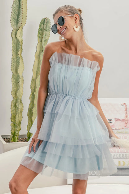 BiBi Sleeveless Layered Organza Dress - Tigbul's Variety Fashion Shop