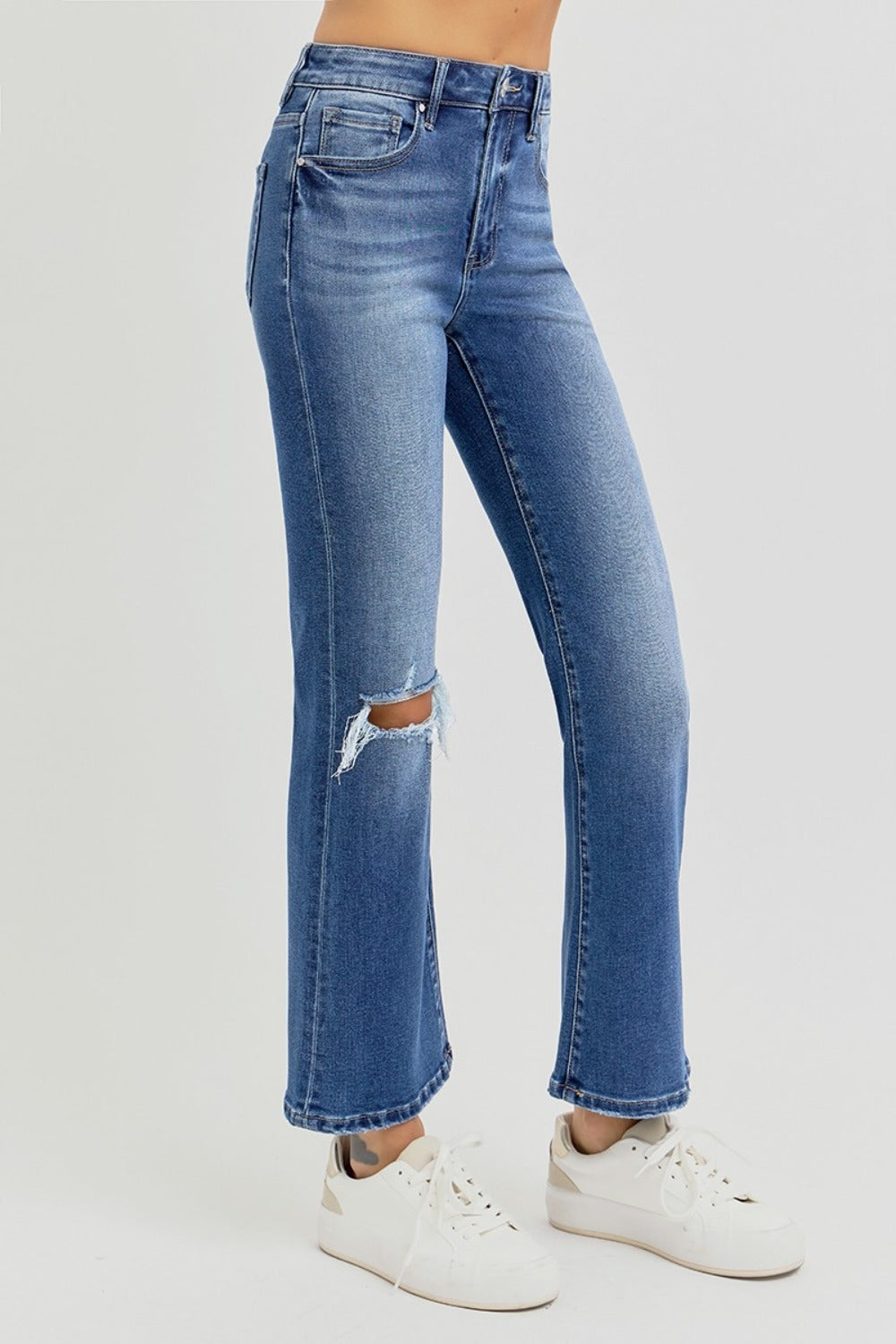 RISEN Full Size Distressed High Rise Crop Flare Jeans - Tigbul's Variety Fashion Shop