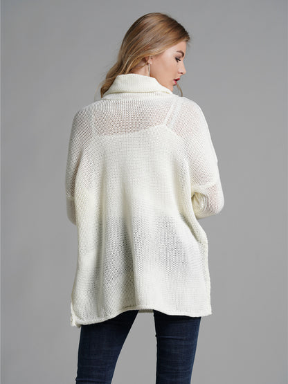 Turtleneck Dropped Shoulder Long Sleeve Sweater - Tigbul's Variety Fashion Shop