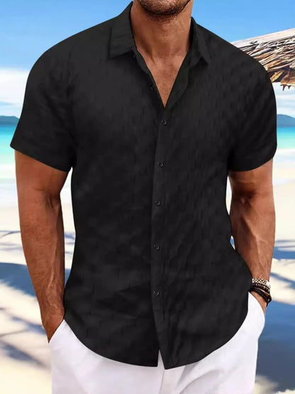 Men's Full Size Button Up Short Sleeve Shirt Plus Size - Tigbul's Variety Fashion Shop