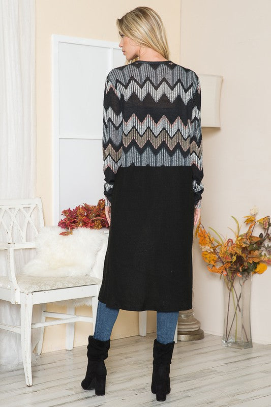 Mixed Media Maxi Cardigan - Tigbul's Variety Fashion Shop