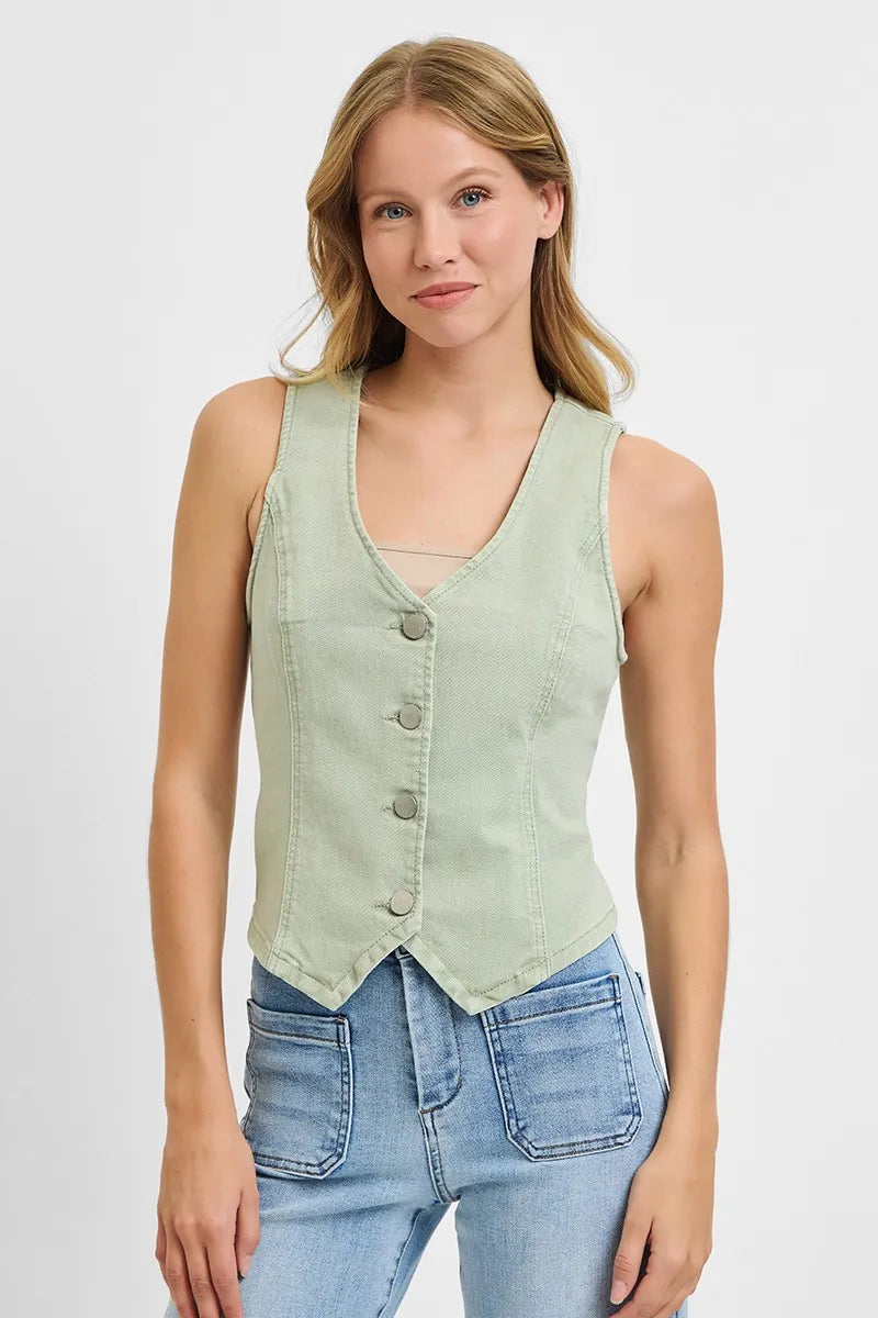 RISEN Full Size V Neck Button Down Vest - Tigbul's Variety Fashion Shop