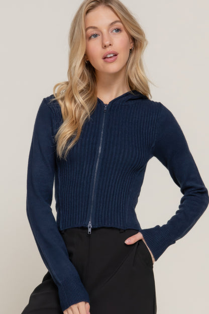 2-way zip closure sweater hoodie cardigan - Tigbul's Variety Fashion Shop