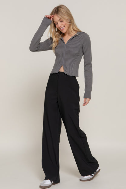 2-way zip closure sweater hoodie cardigan - Tigbul's Variety Fashion Shop