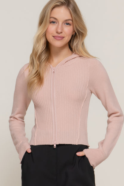 2-way zip closure sweater hoodie cardigan - Tigbul's Variety Fashion Shop