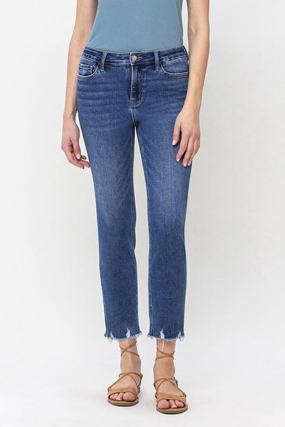 High Rise Crop Slim Straight Jeans - Tigbuls Variety Fashion
