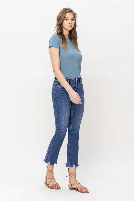 High Rise Crop Slim Straight Jeans - Tigbuls Variety Fashion