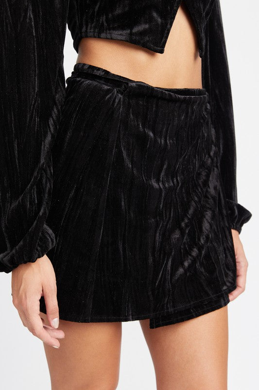VELVET MINI WRAPPED SKIRT - Tigbul's Variety Fashion Shop