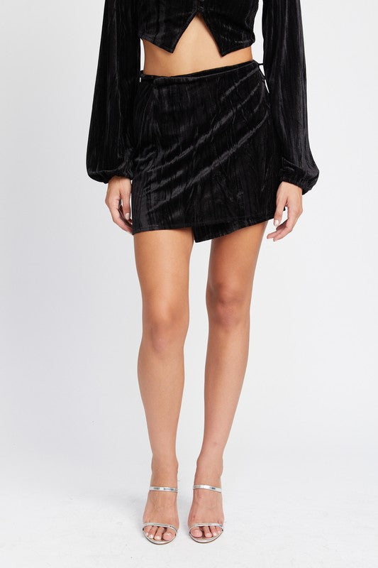 VELVET MINI WRAPPED SKIRT - Tigbul's Variety Fashion Shop