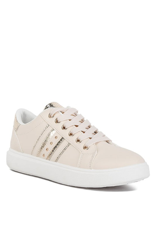 Claude Faux Leather Back Panel Detail Sneakers - Tigbuls Variety Fashion